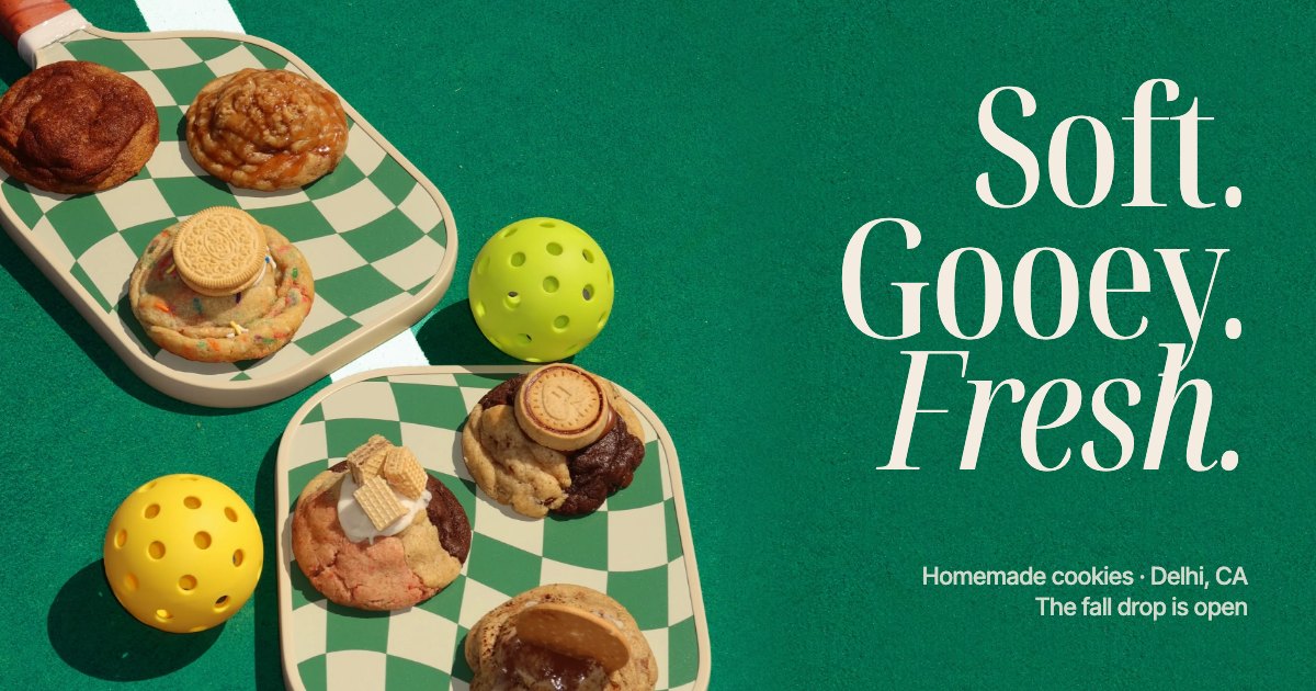 Share card for CR.Sweetreats: cookies on a green checkerboard tray